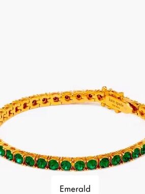 kate spade Gold Tennis Bracelet with Emerald Green Crystals